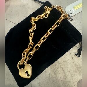 Unique Gold Heart Lock Chain Necklace by Song of Style in matte finish! Charming